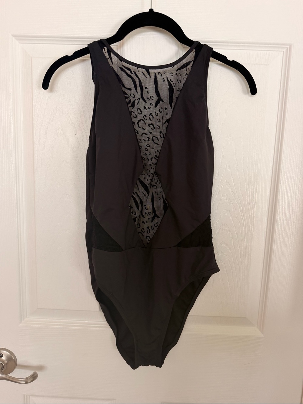 Victoria's Secret Black One-Piece Swimsuit with Sheer Leopard Panel